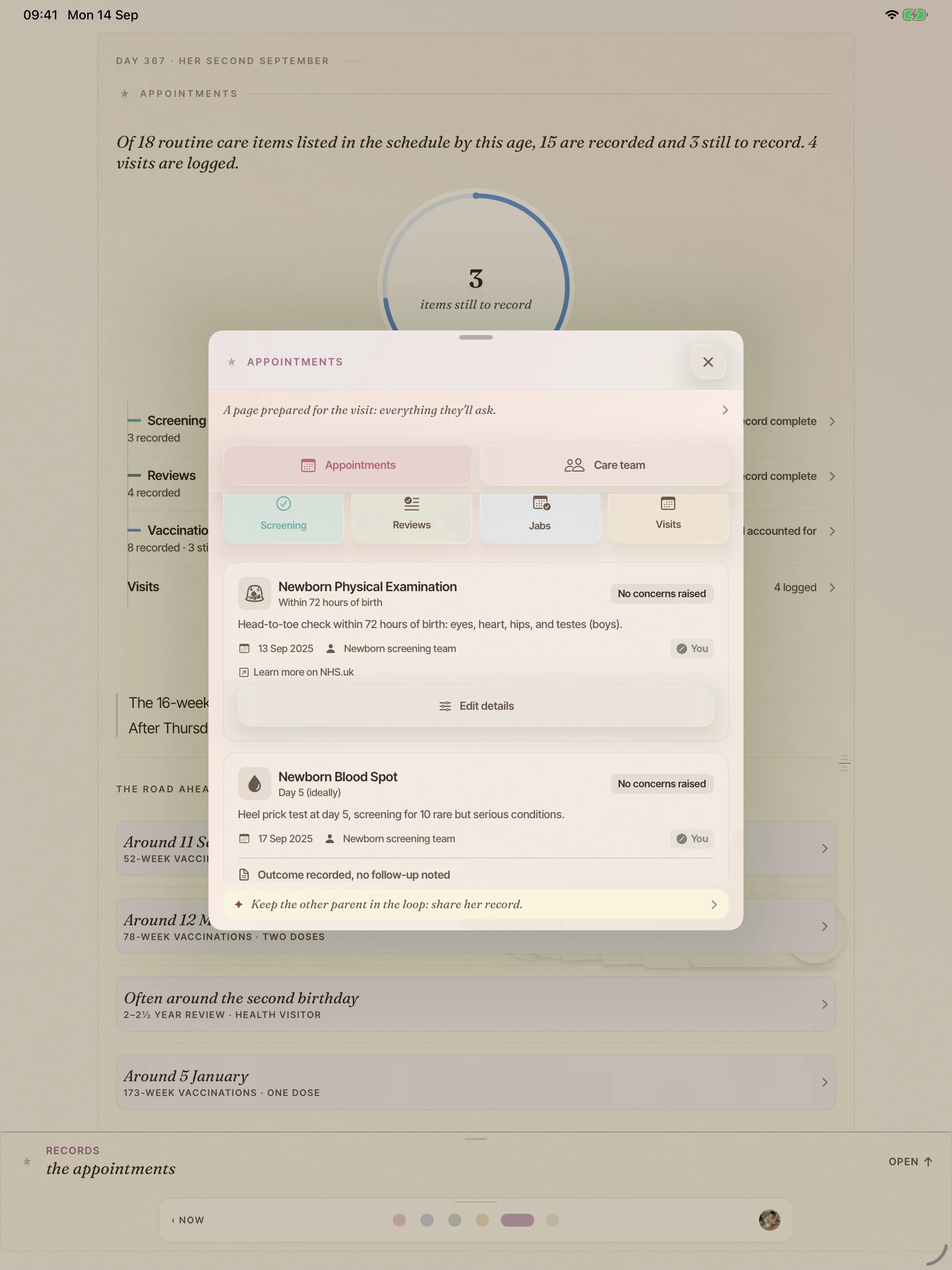 BloomBook on iPad: screenings, all in one place